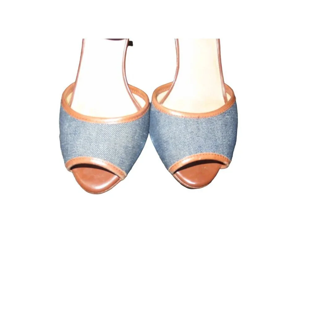 Antonio Melani Joey Denim & Italian Leather Embellished Rhinestone Heel Tips siz